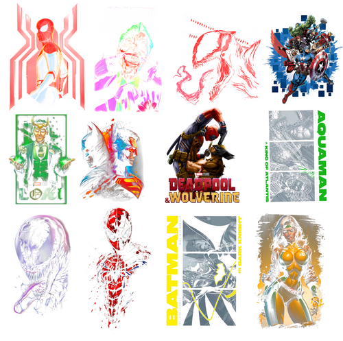 Marvel & DC Halftone Design Pack (150 PNG)