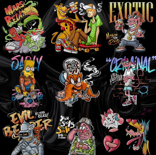 Lot de designs de 25 t-shirts streetwear